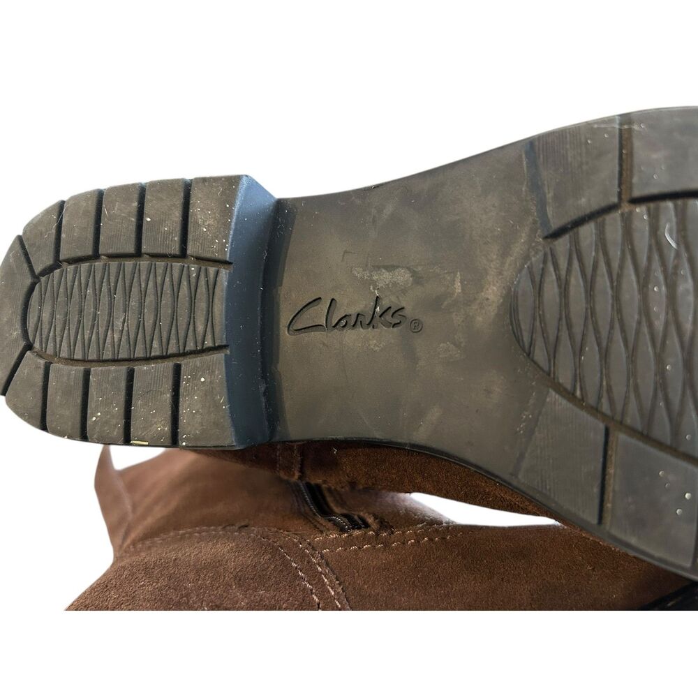 Women's Clarks Knee High Merrian Noble Brown Suede & Wool-Wide Calf  9W - Picture 8 of 8